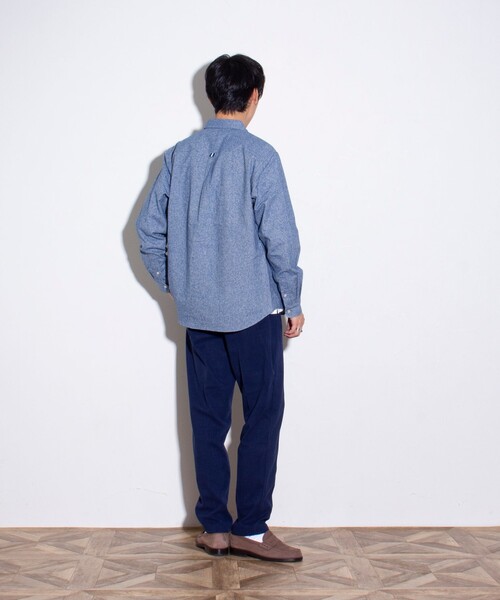 GLOSTER(グロスター)の「【GLOSTER/グロスター】ニットテープネルシャツ ボタンダウン(無地/チェック)(シャツ/ブラウス・メンズ・グレー/ブルー/ネイビー・S/M/L)」の5枚目の写真