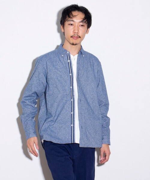 GLOSTER(グロスター)の「【GLOSTER/グロスター】ニットテープネルシャツ ボタンダウン(無地/チェック)(シャツ/ブラウス・メンズ・グレー/ブルー/ネイビー・S/M/L)」の21枚目の写真