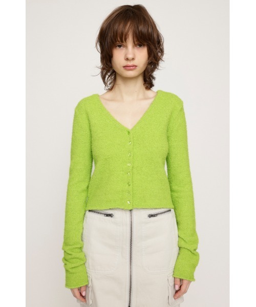 SLY（スライ）の「SPRING FRIZZY YARN 2WAY C/D スプリング フリージー ヤーン ツーウェイ カーディガン（カーディガン/ボレロ・レディース・ライトブラック/グリーン/ピンク・FREE）」の5枚目の写真