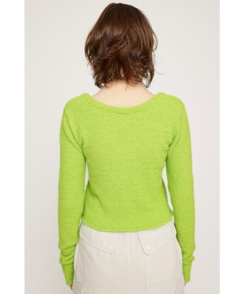 SLY（スライ）の「SPRING FRIZZY YARN 2WAY C/D スプリング フリージー ヤーン ツーウェイ カーディガン（カーディガン/ボレロ・レディース・ライトブラック/グリーン/ピンク・FREE）」の7枚目の写真