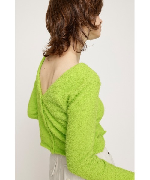 SLY（スライ）の「SPRING FRIZZY YARN 2WAY C/D スプリング フリージー ヤーン ツーウェイ カーディガン（カーディガン/ボレロ・レディース・ライトブラック/グリーン/ピンク・FREE）」の9枚目の写真