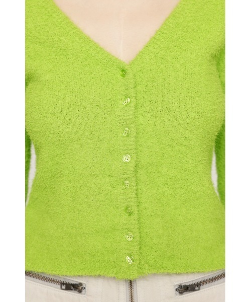 SLY（スライ）の「SPRING FRIZZY YARN 2WAY C/D スプリング フリージー ヤーン ツーウェイ カーディガン（カーディガン/ボレロ・レディース・ライトブラック/グリーン/ピンク・FREE）」の12枚目の写真