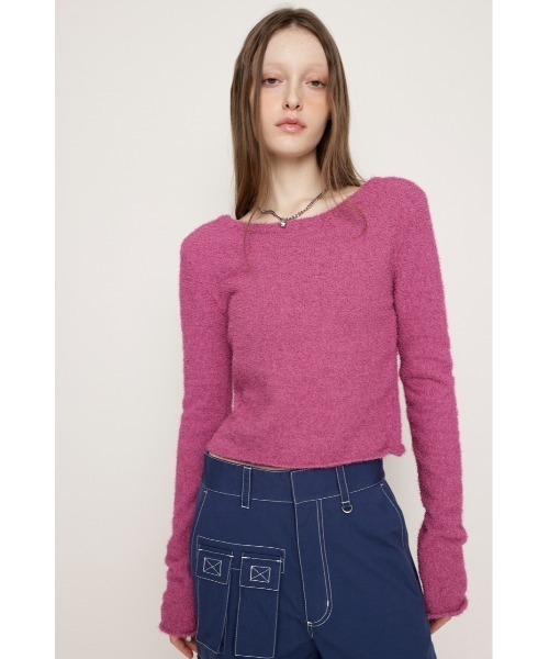 SLY（スライ）の「SPRING FRIZZY YARN 2WAY C/D スプリング フリージー ヤーン ツーウェイ カーディガン（カーディガン/ボレロ・レディース・ライトブラック/グリーン/ピンク・FREE）」の14枚目の写真