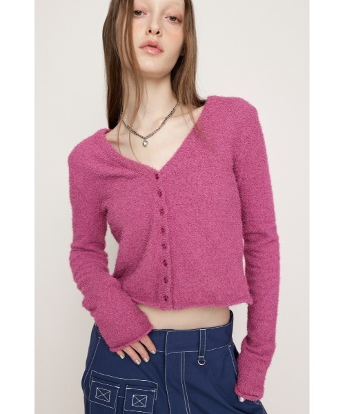 SLY（スライ）の「SPRING FRIZZY YARN 2WAY C/D スプリング フリージー ヤーン ツーウェイ カーディガン（カーディガン/ボレロ・レディース・ライトブラック/グリーン/ピンク・FREE）」の18枚目の写真