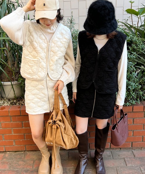 ISOOK(アイスー)の「【ISOOK / アイスー】キルティングフロントジップミニスカート / セットアップ可能 タイト ジャガード ジップスカート ZOZOTOWN限定(スカート・レディース・アイボリー/ブラック・FREE)」の16枚目の写真