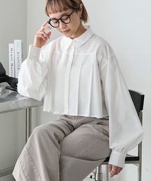 【forksy.】プリーツクロップドシャツ