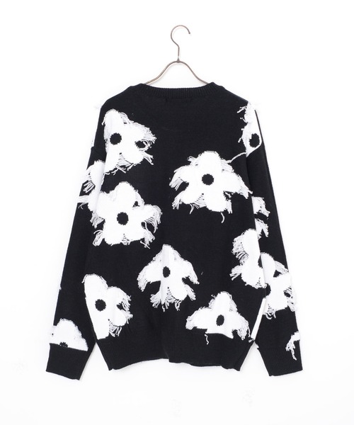 【セール】『CavariA/キャバリア』綿タッチアクリルニットジャガードフリンジフラワー長袖トレーナー（スウェット）｜SILVER BULLET（シルバーバレット）