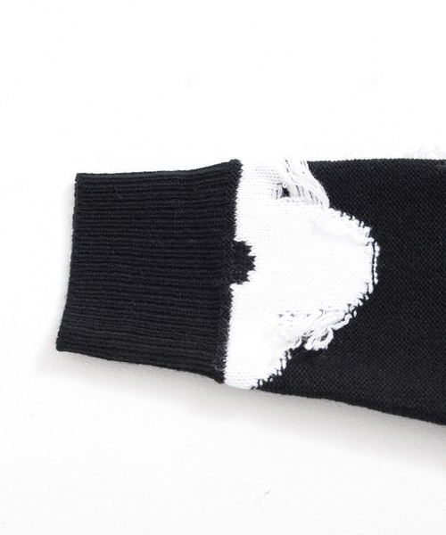 【セール】『CavariA/キャバリア』綿タッチアクリルニットジャガードフリンジフラワー長袖トレーナー（スウェット）｜SILVER BULLET（シルバーバレット）