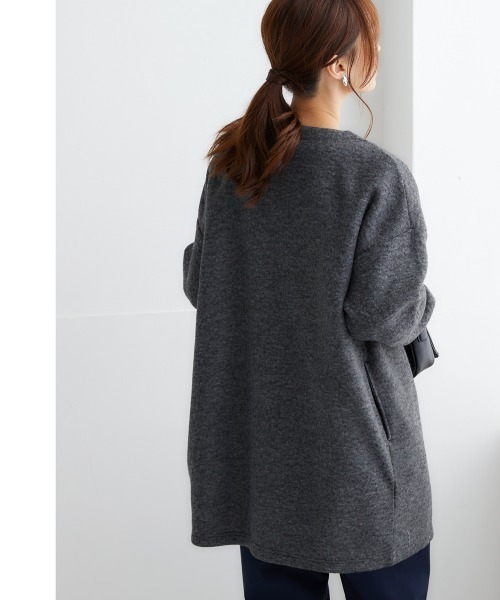 nissen（ニッセン）の「ノーカラーライトコート（表起毛）（ノーカラーコート・レディース・チャコール/ブルー/グリーン/アイボリー/杢グレー・L-XL/S-M）」の11枚目の写真