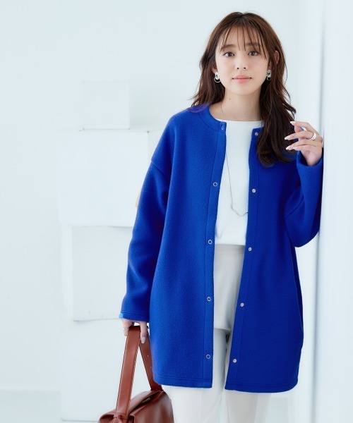 nissen（ニッセン）の「ノーカラーライトコート（表起毛）（ノーカラーコート・レディース・チャコール/ブルー/グリーン/アイボリー/杢グレー・L-XL/S-M）」の20枚目の写真