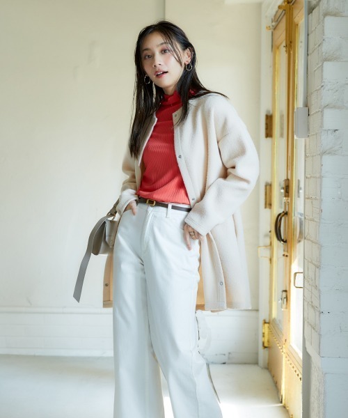 nissen（ニッセン）の「ノーカラーライトコート（表起毛）（ノーカラーコート・レディース・チャコール/ブルー/グリーン/アイボリー/杢グレー・L-XL/S-M）」の22枚目の写真