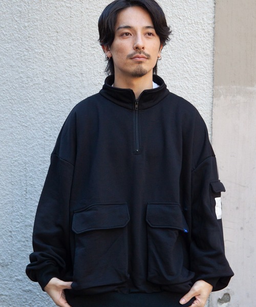 JACKROSE（ジャックローズ）の「JE-MILITARY HALF ZIP（スウェット・メンズ・ブラック/ライトグレー・L/M）」の3枚目の写真