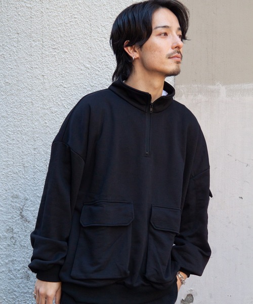 JACKROSE（ジャックローズ）の「JE-MILITARY HALF ZIP（スウェット・メンズ・ブラック/ライトグレー・L/M）」の8枚目の写真