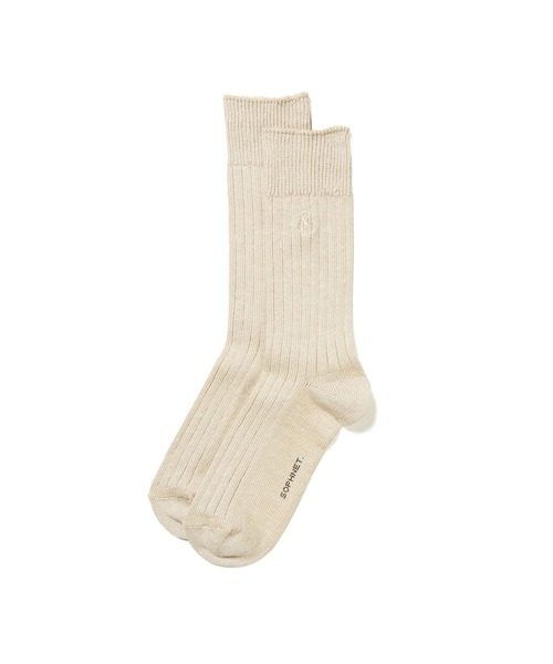 SOPHNET.（ソフネット）の「COTTON LINEN RIBBED SOCKS（ソックス/靴下・メンズ・ホワイト/ベージュ/ブラック・LARGE/MEDIUM）」の3枚目の写真
