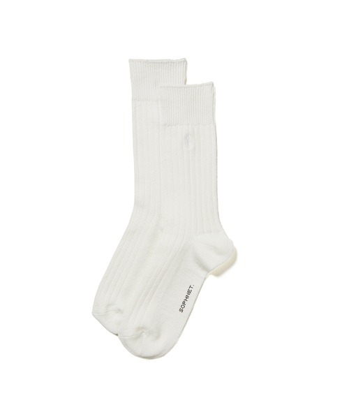 SOPHNET.（ソフネット）の「COTTON LINEN RIBBED SOCKS（ソックス/靴下・メンズ・ホワイト/ベージュ/ブラック・LARGE/MEDIUM）」の2枚目の写真