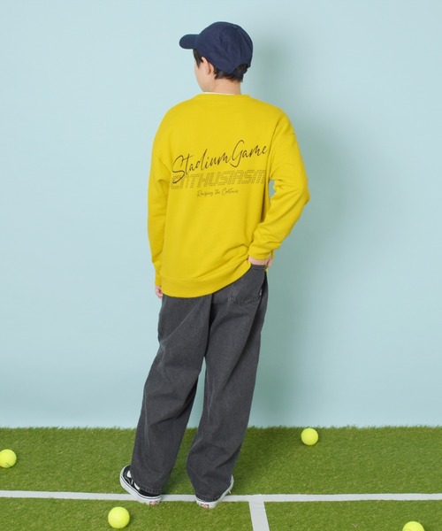 GLAZOS（グラソス）の「TC裏毛・クールバックロゴプリントトレーナー（スウェット・キッズ・グリーン系その他/ブルー/ベージュ/ブラック・140cm/150cm/160cm/170cm）」の5枚目の写真