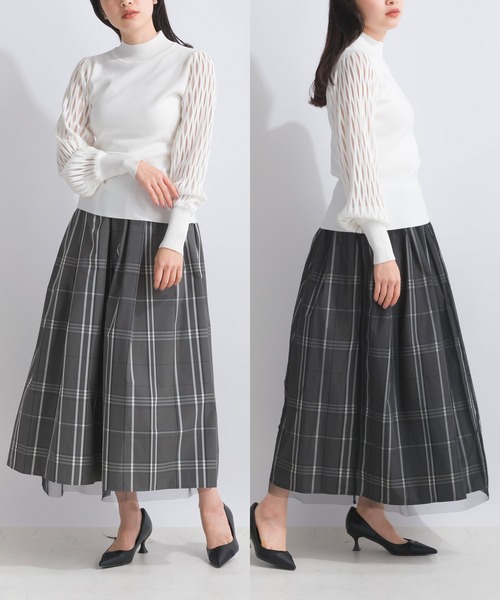 PICCIN（ピッチン）の「【WEB限定】リバーシブルチェック柄スカート（スカート・レディース・オフホワイト/ブラック・S/M/L）」の2枚目の写真