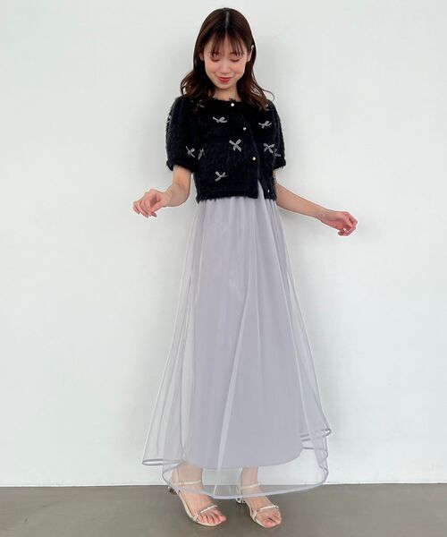 MAJESTIC LEGON（マジェスティックレゴン）の「【WEB限定XSサイズあり】チュールシアーキャミワンピ（ワンピース・レディース・ピンク/チャコールグレー/アイボリー/ブラック/グレー・X-SMALL/SMALL/MEDIUM）」の14枚目の写真