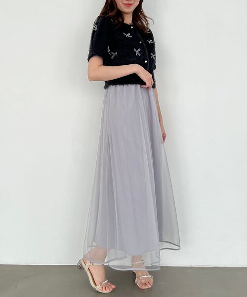 MAJESTIC LEGON（マジェスティックレゴン）の「【WEB限定XSサイズあり】チュールシアーキャミワンピ（ワンピース・レディース・ピンク/チャコールグレー/アイボリー/ブラック/グレー・X-SMALL/SMALL/MEDIUM）」の16枚目の写真