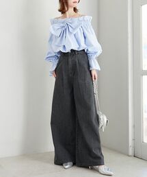 MAJESTIC LEGON | タックワイドデニム(デニムパンツ)