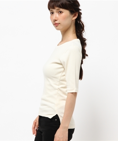 B:MING by BEAMS(ビーミングバイビームス)の「<InRed 9月号掲載>ビーミング by ビームス / テレコ5分袖TOPS(Tシャツ/カットソー・レディース・オフホワイト/ライトグレー/ネイビー・ONE SIZE)」の12枚目の写真