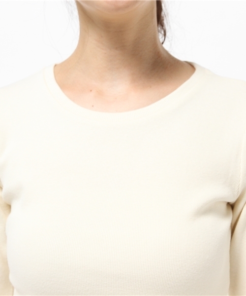 B:MING by BEAMS(ビーミングバイビームス)の「<InRed 9月号掲載>ビーミング by ビームス / テレコ5分袖TOPS(Tシャツ/カットソー・レディース・オフホワイト/ライトグレー/ネイビー・ONE SIZE)」の4枚目の写真