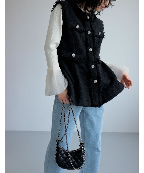 Re:EDIT（リエディ）の「[2024SS COLLECTION]キルトステッチショルダーバッグ（ショルダーバッグ・レディース・ブルー/ブラック/キャメル/ホワイト・FREE）」の6枚目の写真