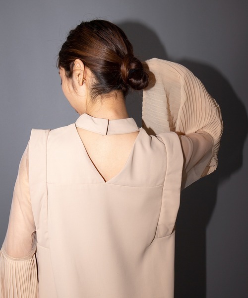 MAISON BREEZE reveur(メゾンブリーズレヴール)の「【MAISON BREEZE reveur】プリーツフレアースリーブドレスワンピース 結婚式 二次会 パーティー フォーマル オケージョン trc(ワンピース・レディース・ベージュ/ブラック/カーキ・FREE)」の17枚目の写真