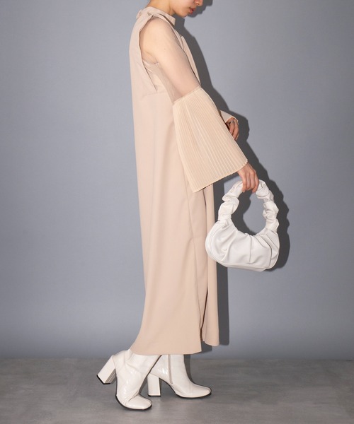 MAISON BREEZE reveur(メゾンブリーズレヴール)の「【MAISON BREEZE reveur】プリーツフレアースリーブドレスワンピース 結婚式 二次会 パーティー フォーマル オケージョン trc(ワンピース・レディース・ベージュ/ブラック/カーキ・FREE)」の12枚目の写真