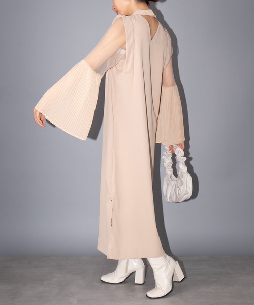 MAISON BREEZE reveur(メゾンブリーズレヴール)の「【MAISON BREEZE reveur】プリーツフレアースリーブドレスワンピース 結婚式 二次会 パーティー フォーマル オケージョン trc(ワンピース・レディース・ベージュ/ブラック/カーキ・FREE)」の10枚目の写真