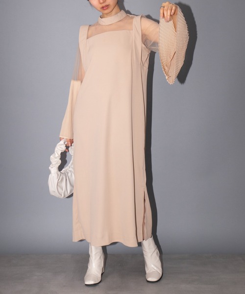 MAISON BREEZE reveur(メゾンブリーズレヴール)の「【MAISON BREEZE reveur】プリーツフレアースリーブドレスワンピース 結婚式 二次会 パーティー フォーマル オケージョン trc(ワンピース・レディース・ベージュ/ブラック/カーキ・FREE)」の9枚目の写真