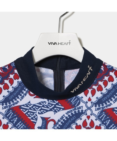 VIVA HEART(ビバハート)の「【VIVA HEART/GOLF】アイスタッチカノコマジョリカスカーフ柄ワンピース(ワンピース・レディース・ネイビー/ライトパープル・42/40/38)」の5枚目の写真