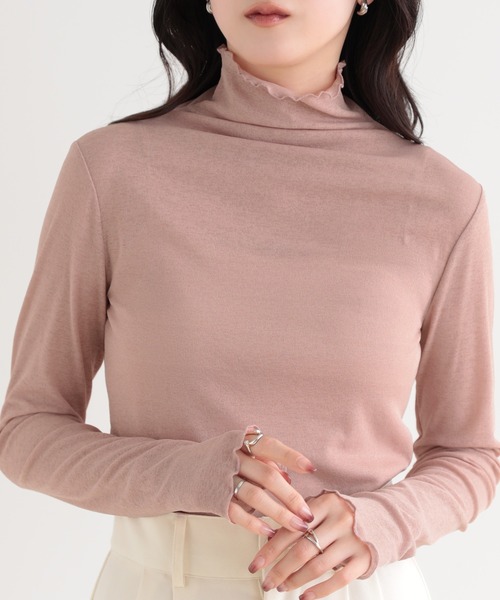 SUNFLOWER EIGHT（サンフラワーエイト）の「長袖シアートップスハイネック（Tシャツ/カットソー・レディース・ラベンダー/ネイビー/ホワイト/ブラック/チャコールグレー/ブルー/グリーン/ピンク/ライトグレー・M/L/LL）」の9枚目の写真