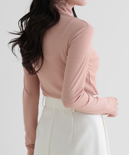 SUNFLOWER EIGHT（サンフラワーエイト）の「長袖シアートップスハイネック（Tシャツ/カットソー・レディース・ラベンダー/ネイビー/ホワイト/ブラック/チャコールグレー/ブルー/グリーン/ピンク/ライトグレー・M/L/LL）」の21枚目の写真