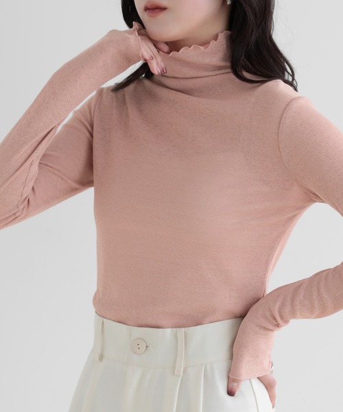 SUNFLOWER EIGHT（サンフラワーエイト）の「長袖シアートップスハイネック（Tシャツ/カットソー・レディース・ラベンダー/ネイビー/ホワイト/ブラック/チャコールグレー/ブルー/グリーン/ピンク/ライトグレー・M/L/LL）」の20枚目の写真