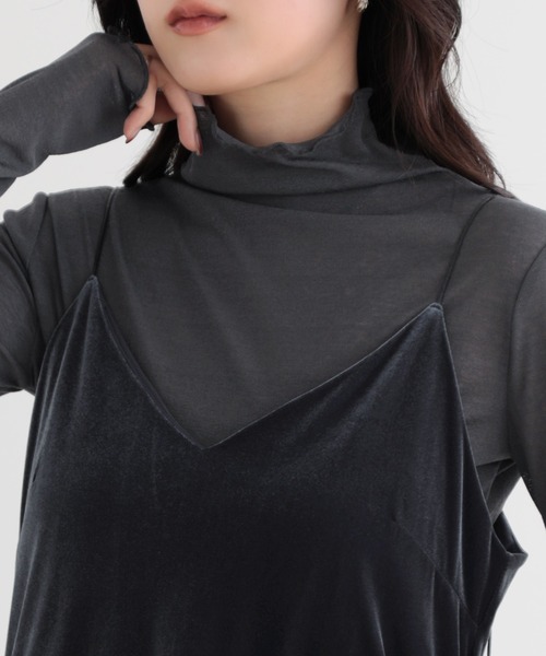 SUNFLOWER EIGHT（サンフラワーエイト）の「長袖シアートップスハイネック（Tシャツ/カットソー・レディース・ラベンダー/ネイビー/ホワイト/ブラック/チャコールグレー/ブルー/グリーン/ピンク/ライトグレー・M/L/LL）」の17枚目の写真