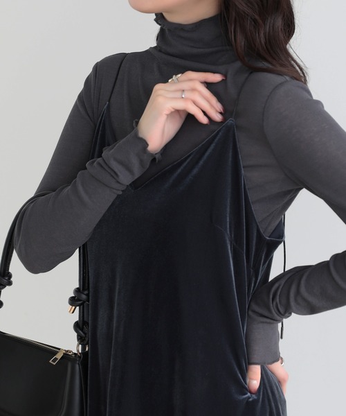 SUNFLOWER EIGHT（サンフラワーエイト）の「長袖シアートップスハイネック（Tシャツ/カットソー・レディース・ラベンダー/ネイビー/ホワイト/ブラック/チャコールグレー/ブルー/グリーン/ピンク/ライトグレー・M/L/LL）」の15枚目の写真