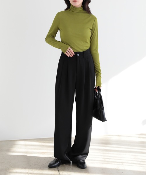 SUNFLOWER EIGHT（サンフラワーエイト）の「長袖シアートップスハイネック（Tシャツ/カットソー・レディース・ラベンダー/ネイビー/ホワイト/ブラック/チャコールグレー/ブルー/グリーン/ピンク/ライトグレー・M/L/LL）」の14枚目の写真