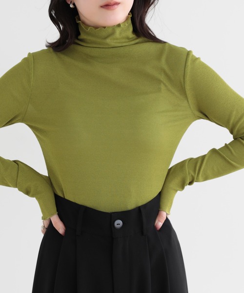 SUNFLOWER EIGHT（サンフラワーエイト）の「長袖シアートップスハイネック（Tシャツ/カットソー・レディース・ラベンダー/ネイビー/ホワイト/ブラック/チャコールグレー/ブルー/グリーン/ピンク/ライトグレー・M/L/LL）」の13枚目の写真