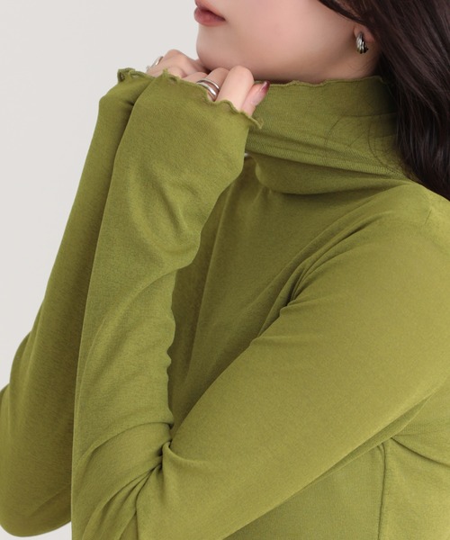 SUNFLOWER EIGHT（サンフラワーエイト）の「長袖シアートップスハイネック（Tシャツ/カットソー・レディース・ラベンダー/ネイビー/ホワイト/ブラック/チャコールグレー/ブルー/グリーン/ピンク/ライトグレー・M/L/LL）」の12枚目の写真