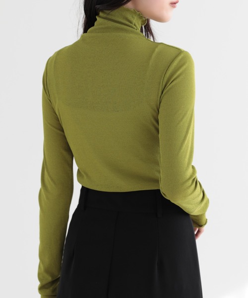 SUNFLOWER EIGHT（サンフラワーエイト）の「長袖シアートップスハイネック（Tシャツ/カットソー・レディース・ラベンダー/ネイビー/ホワイト/ブラック/チャコールグレー/ブルー/グリーン/ピンク/ライトグレー・M/L/LL）」の11枚目の写真