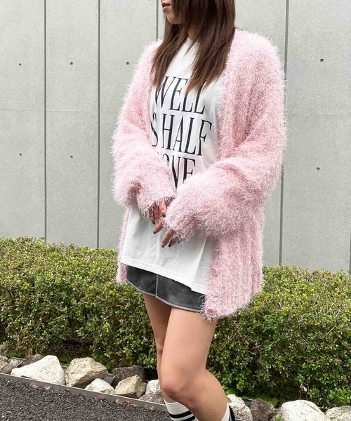 ANAP（アナップ）の「ファンシーヤーンラメニットカーディガン（カーディガン/ボレロ・レディース・ライトベージュ/ピンク/グレー/イエロー系その他・FREE）」の4枚目の写真