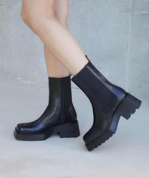 ENVYM（アンビー）の「サイドゴアブーツ（ブーツ・レディース・ブラック/アイボリー・23.0cm/24.0cm/25.0cm）」の5枚目の写真