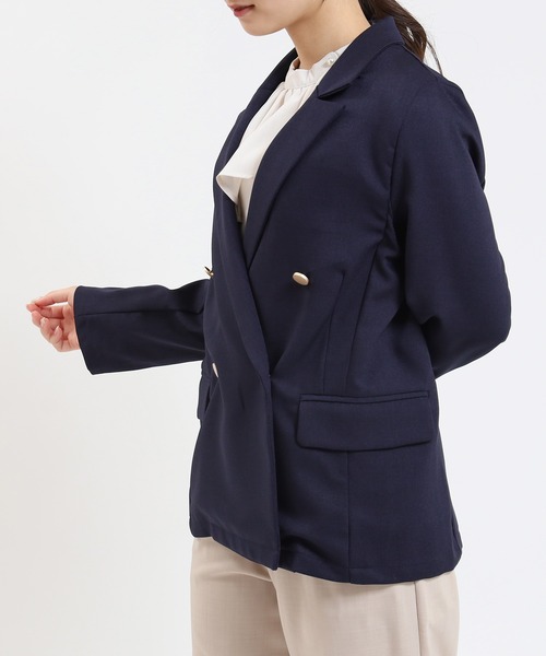 TRUDEA(トルディア)の「ゴールド釦ダブルジャケット(テーラードジャケット・レディース・ベージュ/ネイビー・SMALL/MEDIUM)」の7枚目の写真