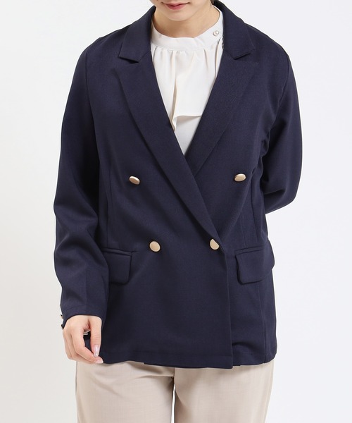 TRUDEA(トルディア)の「ゴールド釦ダブルジャケット(テーラードジャケット・レディース・ベージュ/ネイビー・SMALL/MEDIUM)」の6枚目の写真