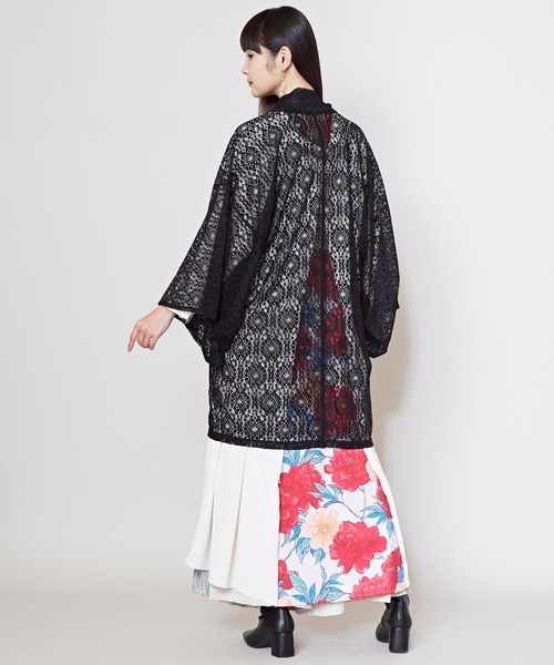 倭物やカヤ(ワモノヤカヤ)の「【倭物やカヤ】透き影羽織(カーディガン/ボレロ・レディース・ホワイト/ネイビー/スミクロ・FREE)」の6枚目の写真