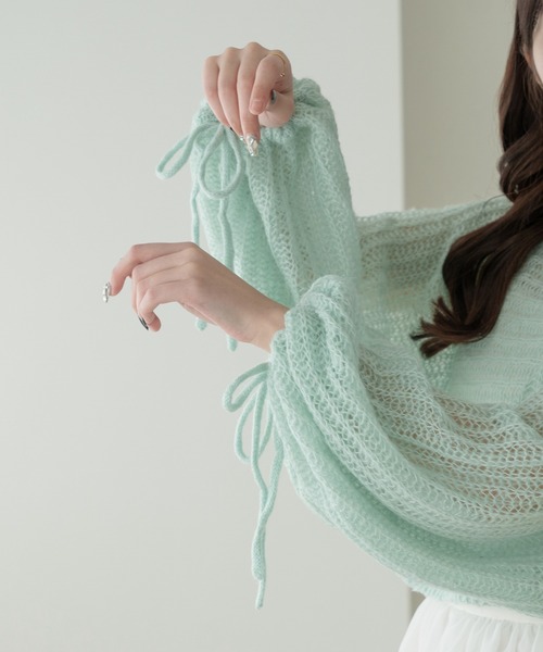 Ambre Neige(アンブルネージュ)の「2way透かし編みニットトップス/WEB/EC限定商品(ニット/セーター・レディース・ピンクベージュ/ライトブルー/アイボリー・FREE)」の8枚目の写真