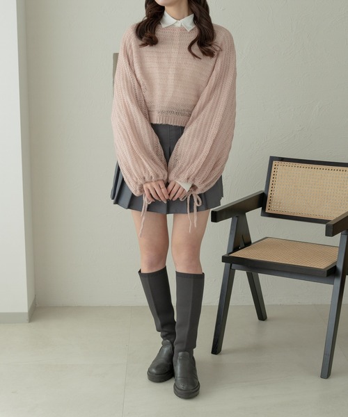 Ambre Neige(アンブルネージュ)の「2way透かし編みニットトップス/WEB/EC限定商品(ニット/セーター・レディース・ピンクベージュ/ライトブルー/アイボリー・FREE)」の10枚目の写真