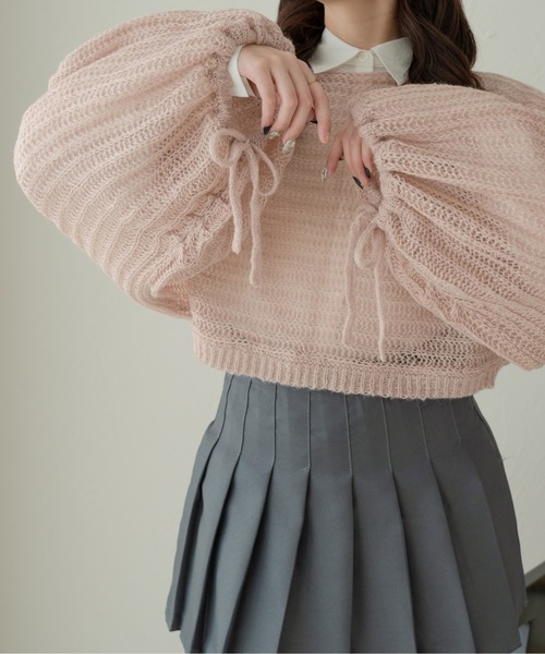 Ambre Neige(アンブルネージュ)の「2way透かし編みニットトップス/WEB/EC限定商品(ニット/セーター・レディース・ピンクベージュ/ライトブルー/アイボリー・FREE)」の5枚目の写真