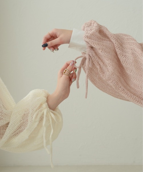 Ambre Neige(アンブルネージュ)の「2way透かし編みニットトップス/WEB/EC限定商品(ニット/セーター・レディース・ピンクベージュ/ライトブルー/アイボリー・FREE)」の9枚目の写真